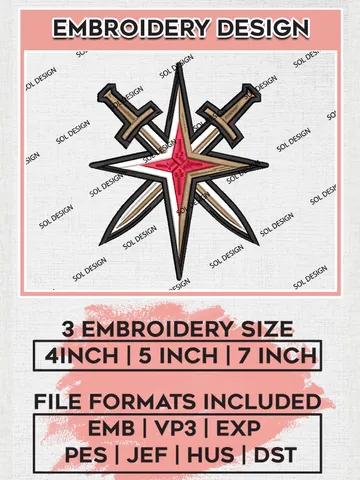 NHL Vegas Golden Knights Embroidery Files, NHL Vegas Golden Knights Machine Embroidery Designs, NHL Embroidery Designs, NHL Machine Embroidery Designs, Digital Download $6.99