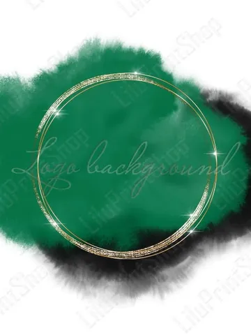 Emerald Green and black Logo Background Png Watercolor green logo design with gold frame Digital instant download $2.44