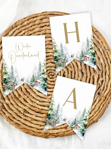 Winter Onederland Happy Birthday Banner, Deer Woodland Happy 1st Birthday Banner Printable, Winter Birthday Decor, Woodland Birthday i128