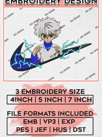 Killua Zoldyck Hunter × Hunter Character Embroidery Designs, Anime Character Embroidery Files, Digital Download EMB_ANIME_169 $6.99