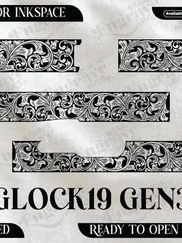 Glock19 Gen3 Scroll Design,lasercut,laserengraving,fiberlaser,engravingfiles,metalart $40.00