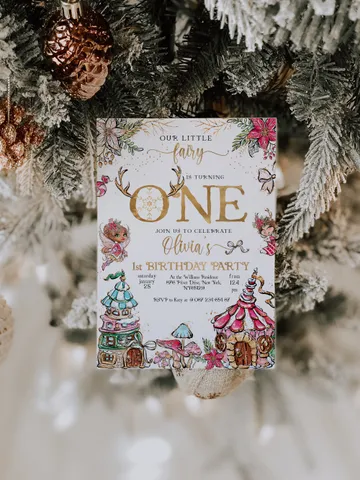 Christmas Pixie Birthday Invitation; Magical Fairy Invitation; Enchanted Fairy Girly Birthday Party Invitation; Christmas Birthday one; CF1 $12.78