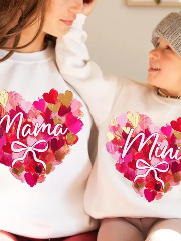 Valentine Day Heart Brushstroke png,Valentine Mama Mini coquette png, Valentines png, Pink Bow png, Pink Mama png, Match mama mini Mama png $4.18