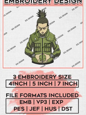 Shikamaru Embroidery Designs, Shikamaru Embroidery Files, Naruto Machine Embroidery Pattern, Digital Download EMB_ANIME_121 $6.99