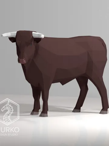 Full Length Bull Papercraft, Digital Template, PDF Download, Gurko, LowPoly, Pepakura, Origami Sculpture, Paper Party Decoration, DIY Gift $32.00