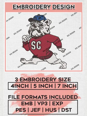 South Carolina State Bulldogs Logo Machine Embroidery Design, NCAA SCSU Bulldogs Embroidery Design Design files, NCAA Embroidery Designs, NCAA Machine Embroidery Designs, Digital Download $6.99