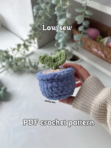crochet pattern small potted sprout LOW SEW, crochet plants, low sew pattern, cute plush toys crochet $3.80