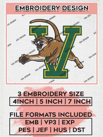 Vermont Catamounts Logo Machine Embroidery Design, NCAA Vermont Catamounts Embroidery Design Design files, NCAA Embroidery Designs, NCAA Machine Embroidery Designs, Digital Download $6.99
