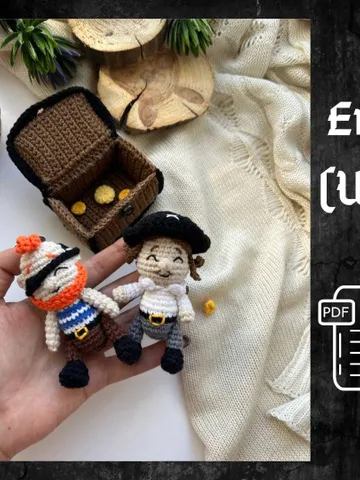 PDF Set 3 in 1 Funny Pirates and treasure chest, Crochet Pattern Pirates, Small Toy Pattern, Amigurumi Doll Pattern Amigurumi chest pattern $14.00
