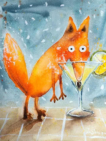 27x30 cm Artwork by Julia Schigal "Martini" - watercolor, gouache, pastel $169.00