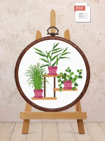 Potted Flowers Cross Stitch Pattern, Flower Cross Stitch Pattern, Embroidery Potted Flowers, Flowers xStitch, Potted Flowers xStitch #flw020 $4.00