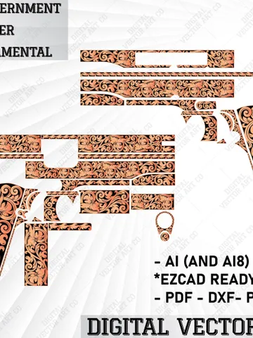 Colt 1911 Government 38 Super Scroll Ornamental Vector Design $60.00
