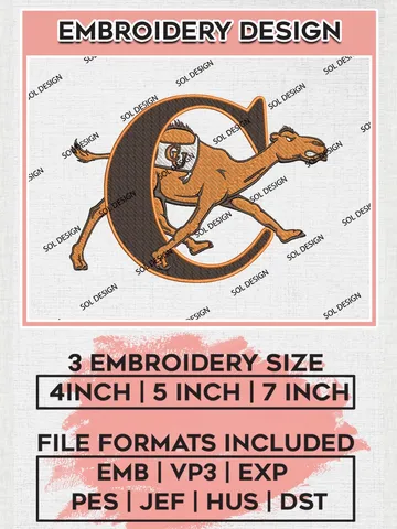 Campbell Fighting Camels Team Mascot Logo Machine Embroidery Design, NCAA Campbell Fighting Camels Team Design Design files, NCAA Team Embroidery Designs, NCAA Machine Embroidery Designs, Digital Download $6.99