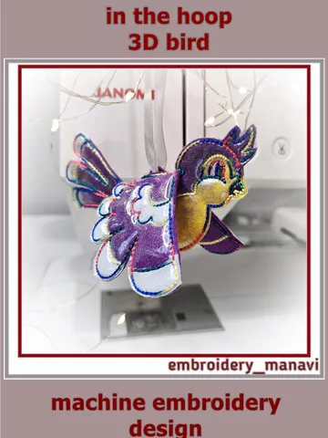 In The Hoop Felt Bird – Christmas Applique Embroidery Design (4x4 Hoop) by Embroidery Manavi 05 $4.95