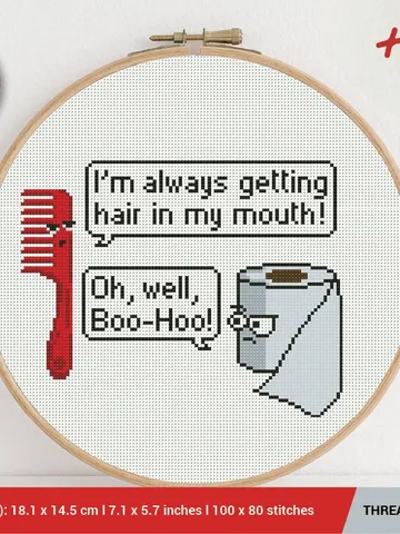Toilet Paper and Comb Funny Quote Cross stitch pattern | Embroidery Pattern | Instant Download | Cross Stitch Patterns | Embroidery Designs $5.49