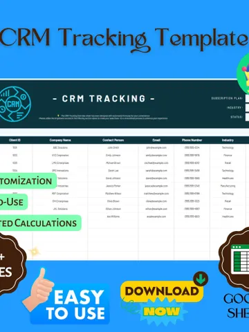 CRM Tracking Template, Editable Google Sheets, Customer Relationship Management Spreadsheet for Business $8.26