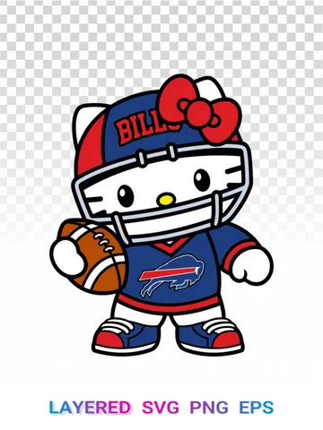 ⚡ Hello Kitty Buffalo Bills SVG PNG, NFL Sanrio Cricut $1.99