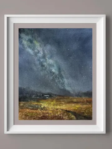Milky Way Painting Space Original Painting Stars Wall Art Night Sky Art $142.88