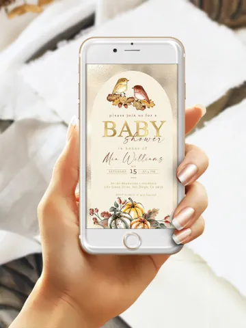 Little Pumpkin is on the way; Editable Autumn Pumpkin Baby Shower Invitation Template Canva; Fall 2022 Autumn Smartphone Digital Invitation $10.98