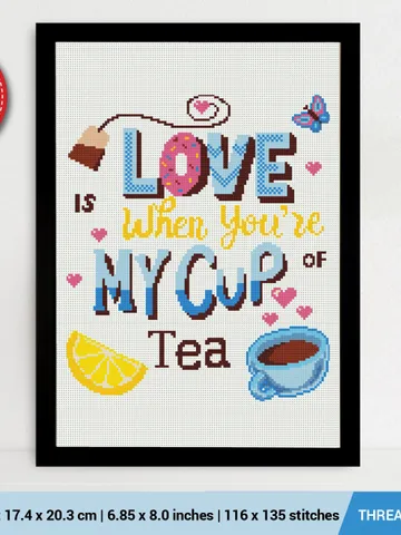 Love My Cup Tea Quote Cross stitch pattern | Embroidery Pattern | Instant Download | Embroidery Designs $5.94