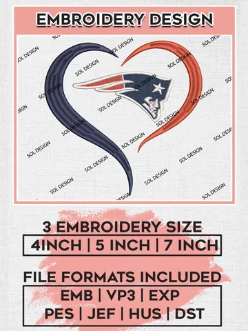 New England Patriots Machine Embroidery Designs, NFL Patriots, NFL Logo Embroidery Files, NFL New England Patriots Machine Embroidery Design, Digital Download