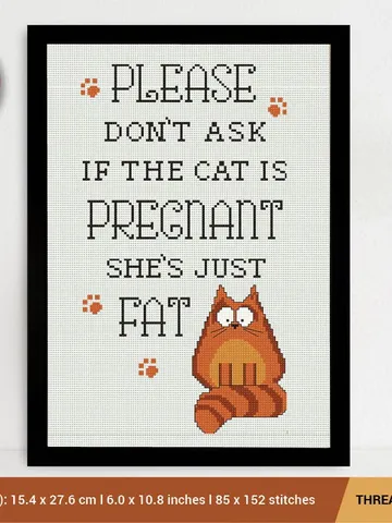 Funny Fat Pregnant Cat Cross stitch pattern Animal Joke Humor Embroidery Pattern  Instant Download  Cross Stitch Patterns  Ebroidery Designs $5.94