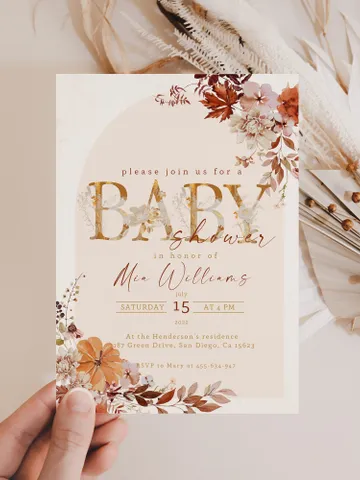 Rustic Autumn Baby Shower Invitation; Boho Flowers Baby shower; Little Pumpkin baby shower; editable template canva; Fall; Autumn; Pumpkin $10.98