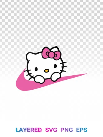Hello Kitty Nike Swoosh SVG PNG Crossover Cricut