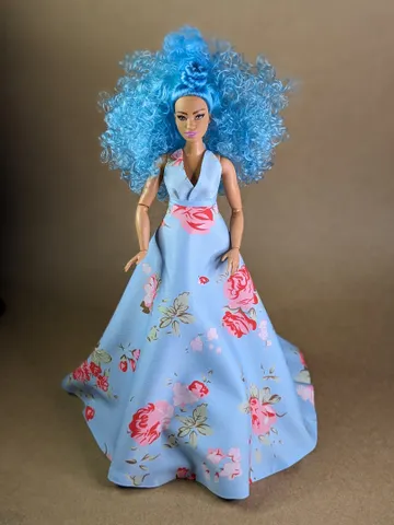 Handmade blue evening maxi dress for 1/6 scale fashion female dolls $21.00