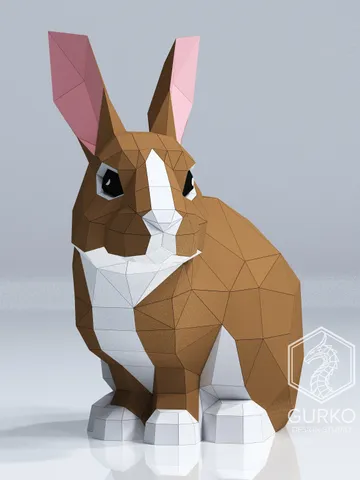 Rabbit Papercraft, Hare, Digital Template, PDF Download, Gurko, 3D Low Poly, Pepakura, Origami Sculpture, Paper Party Decoration, DIY Gift $18.00