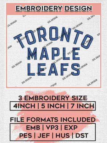 Toronto Maple Leafs NHL Team Writing Logo Embroidery Design, NHL Toronto Maple Leafs Logo Embroidery Files, Hockey Team Machine Embroidery, Machine Embroidery Design $6.99