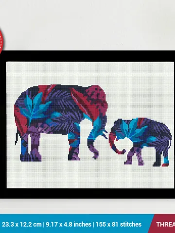 Elephants silhouette Cross stitch pattern | Embroidery Pattern | Instant Download | Embroidery Designs $6.40