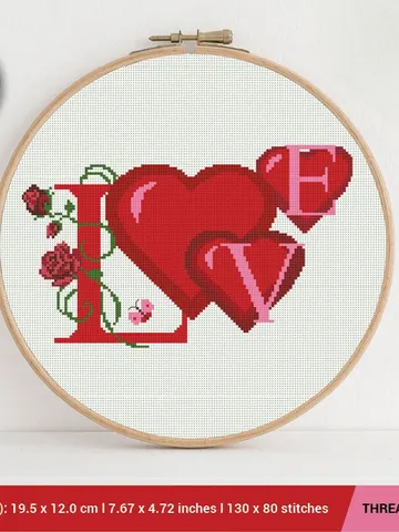 Love Heart Cross stitch pattern | Embroidery Pattern | Instant Download | Embroidery Designs $5.49