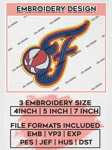 WNBA Indiana Fever Embroidery Designs, WNBA Indiana Fever Team Logo Embroidery, Basketball Team Logo Emb Files, Taylor Album, 3 sizes, Machine embroidery Files, Digital Download $6.99