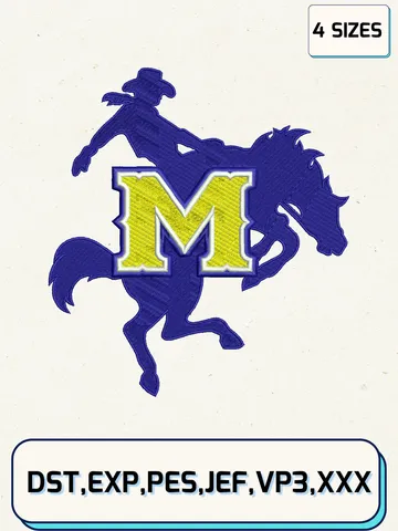 McNeese State Cowboys Logos Embroidery Design Files, NCAA Logos Embroidery Designs, Machine Embroidery Files, 4 Sizes