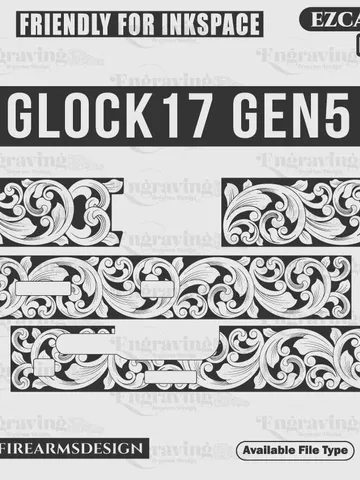 Glock17 Gen5 Scroll Work Design Svg,lasercut,laserengraving,fiberlaser,engravingfiles,laserpattern,engravingdesign,engravingpattern,metalart $59.99