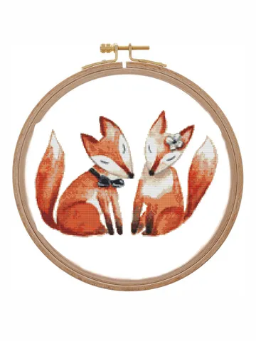 Wedding cross stitch pattern foxes kissing Modern watercolor cross stitch romantic love Xstitch Woodland animals chart counted PDF download $5.92