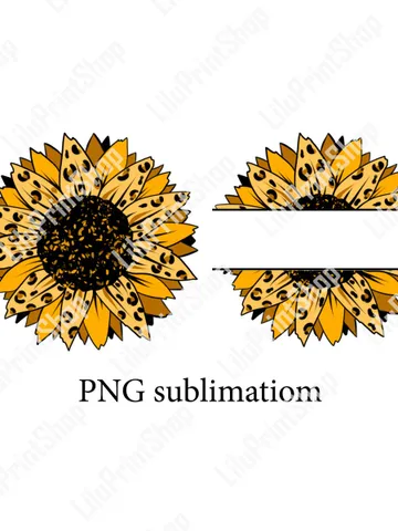 Half Sunflower for sublimation Split Sunflower design Half Sunflower cheetah PNG, Monogram sunflower, Clipart, Sunflower, Half Sunflower png $2.71