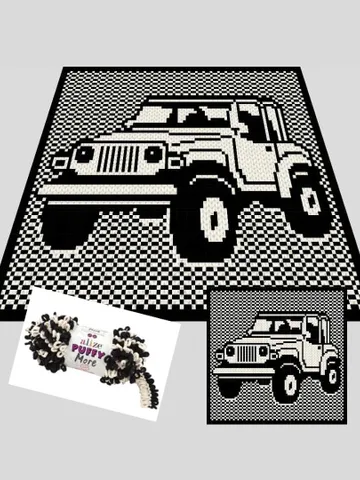 Loop yarn Finger knitted Jeep Wrangler blanket pattern $7.00