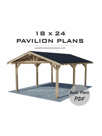 Diy 18 x 24 gable pavilion plans pdf. Carport plans. Patio gazebo plans. Backyard timber frame plans for outdoor. Wooden outdoor gazebo plans. Garage plans. $19.90