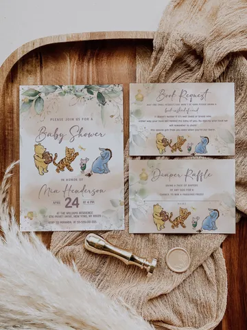 Classic Winnie Pooh Baby Shower Suite; Pink Pooh Baby Shower Template; Greenery Flowers Baby Shower Bundle; Baby Shower trend of 2023 $22.65