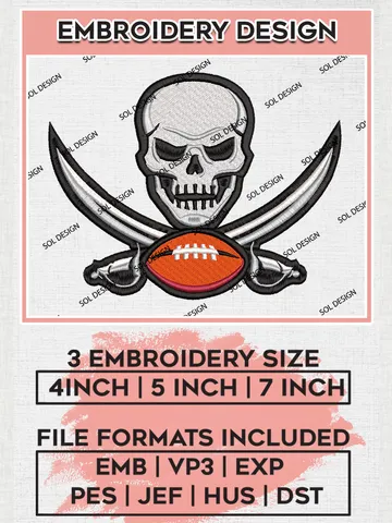 NFL Tampa Bay Buccaneers Machine Embroidery Designs, NFL Buccaneers, NFL Embroidery Designs, NFL Tampa Bay Buccaneers Machine Embroidery Design, Digital Download $6.99