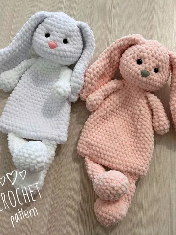 Crochet bunny lovey pattern Amigurumi animal snuggler Easter rabbit tutorial $5.00