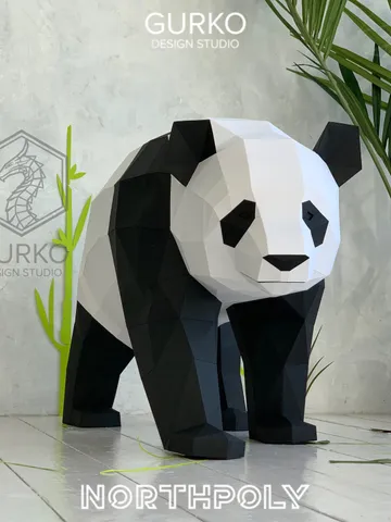 Walking Panda Bear Papercraft, Digital Template, PDF Download, Gurko, LowPoly, Pepakura, Origami Sculpture, Paper Party Decoration, DIY Gift $26.70