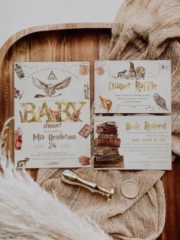 DIY Wizarding World Baby Shower Set; Magic School Baby Shower Template; School of Wizard Baby Shower invitation template; wh1 $22.95