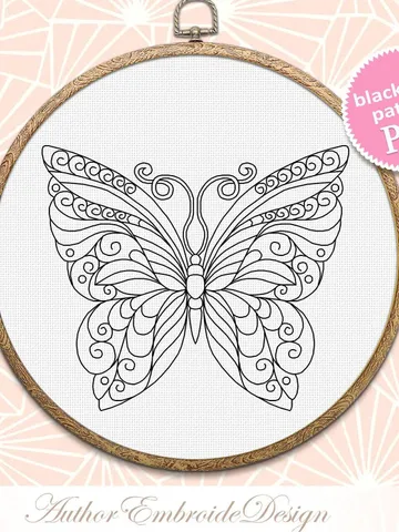 Mandala butterfly blackwork pattern PDF download Backstitch chart butterfly embroidery PDF, Butterfly ornament Blackwork embroidery #W28 $4.60