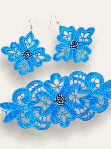 Free Standing Lace Braselet and Earrings set machine embroidery design FSL pattern digital embroidery design jewerly embroidery motif $10.39