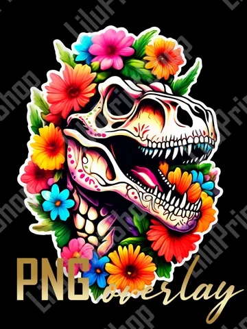 Tyrannosaur png Dino Sugar skull clipart Candy skull Day of the dead, Cinco de Mayo Dia de los muertos digital instant download $2.71
