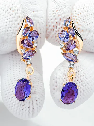 Earrings jewelry Silver gold plated 925 assay value with amethyst $125.00