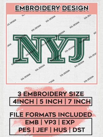 New York Jets Wordmark Embroidery Design Files, NFL Jets, NFL Logo Embroidery Files, NFL New York Jets Machine Embroidery Design, Digital Download